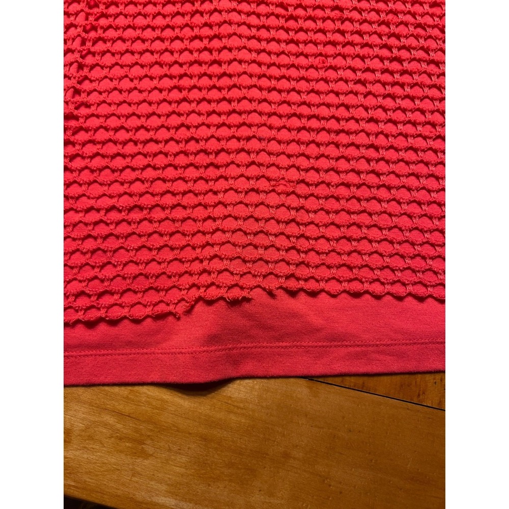 Ruby Rd Coral Pink‎ Crochet Overlay Top 3/4 Sleeve Oversized Blouse Boho Coastal - Picture 9 of 11